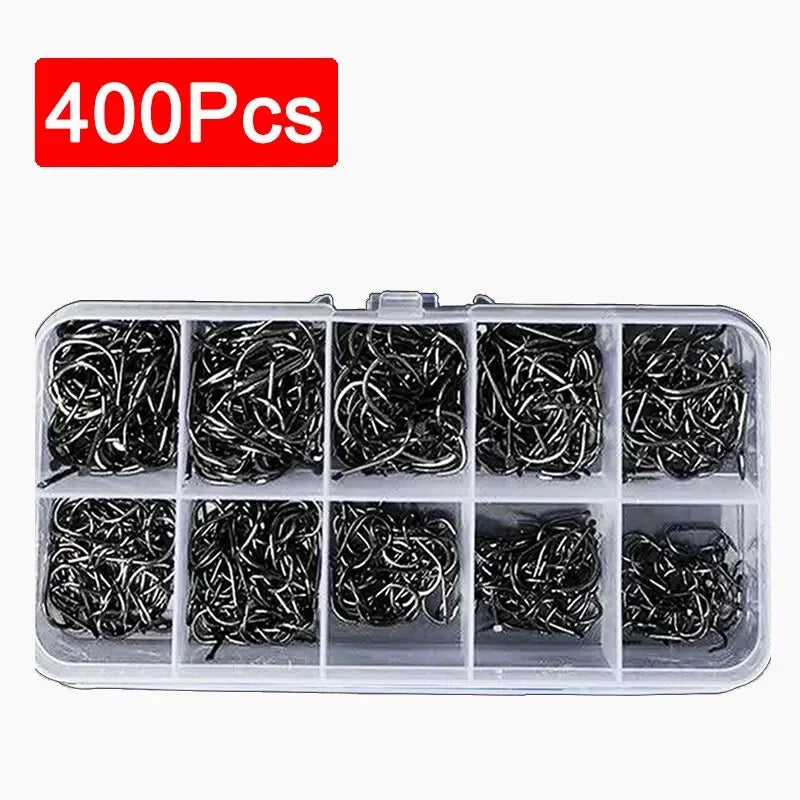 ProCatch™ 400pcs High Carbon Steel Barbed Fishing Hooks