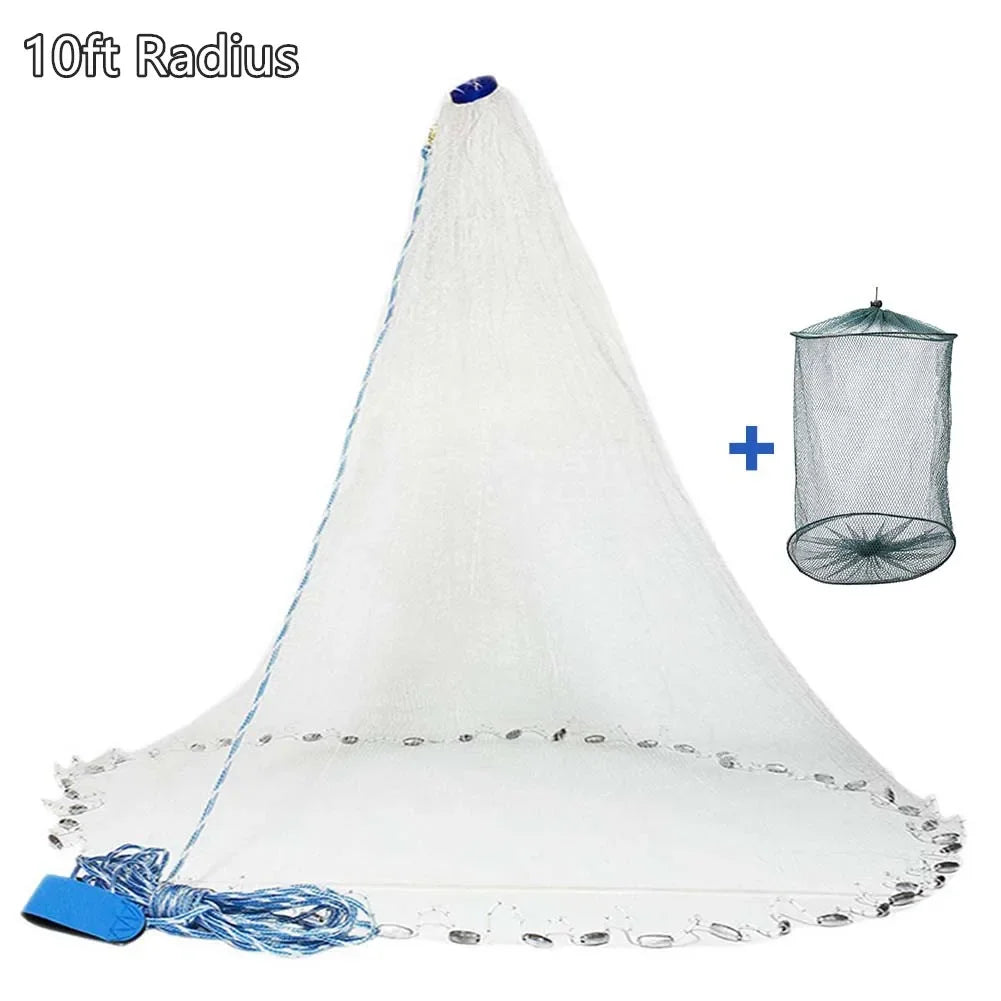 SeaHaul™ Precision Cast Net – Handmade with Zinc Sinkers (4ft–10ft Radius)