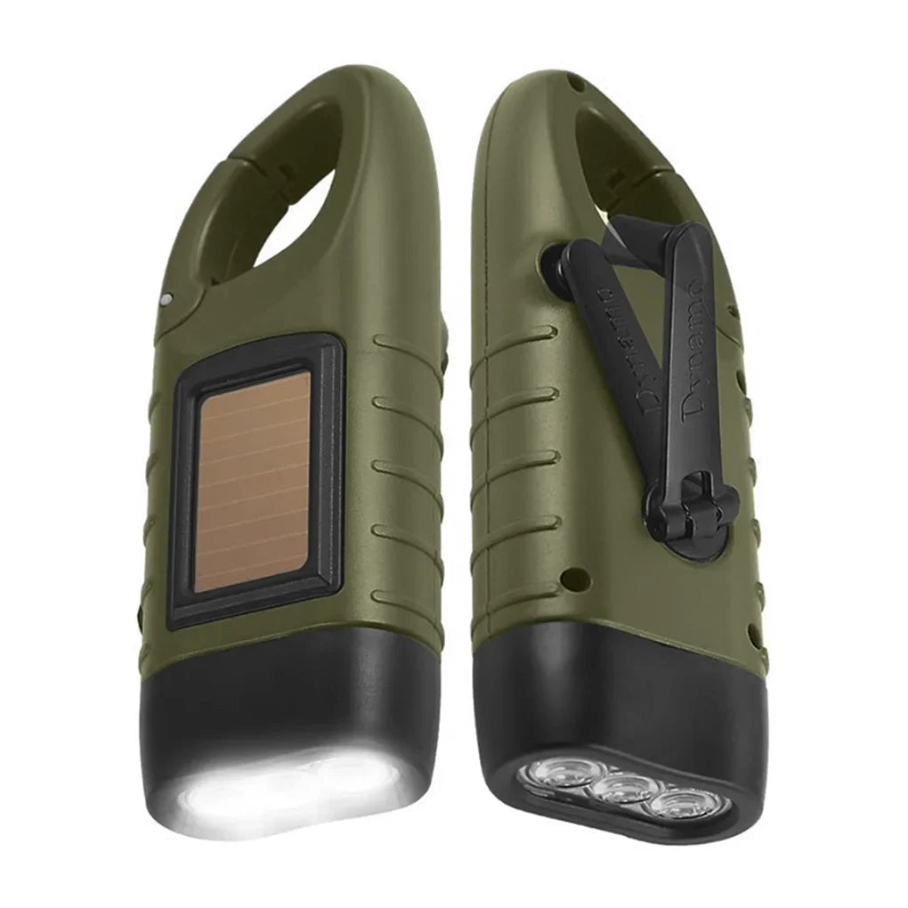 Solar Hand Crank LED Flashlight