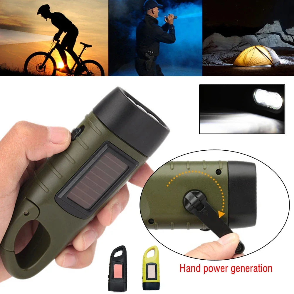 Solar Hand Crank LED Flashlight