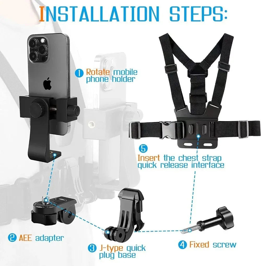 ChestGrip™ Pro - Adjustable Chest Mount Phone & Action Cam Holder