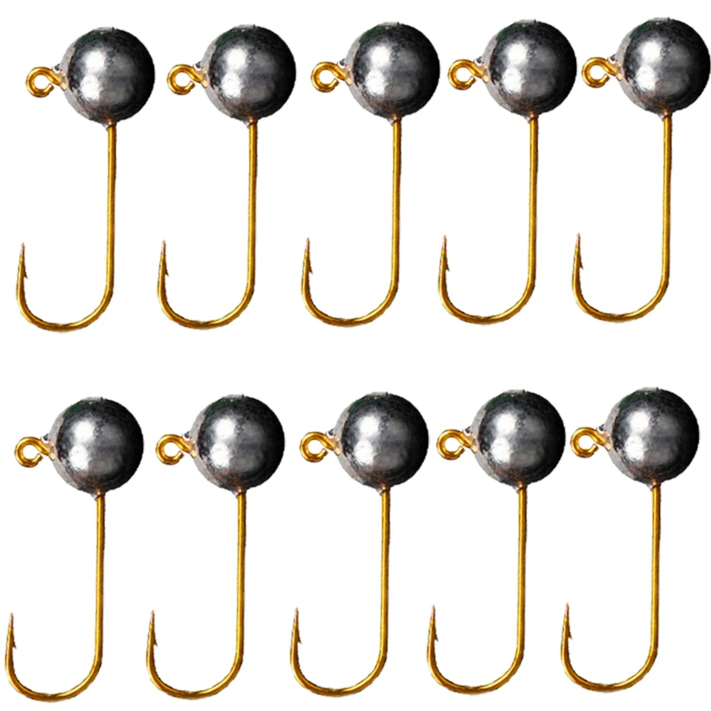 MicroJig™ Ice Fishing Hook Set – 10pcs Ultra Light Jig Heads (1g–5g)
