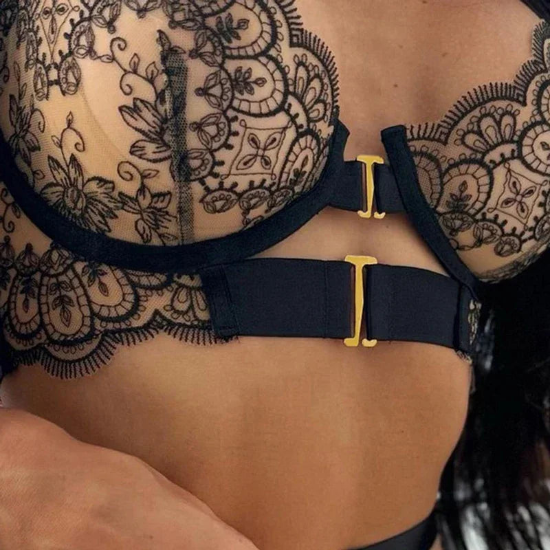 Veloura™ Lace Lingerie Set – 2-Piece Bra & Garter Panty