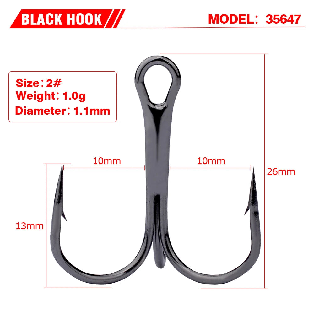 TriStrike™ Triple Barbed Treble Hooks – 20PCS High Carbon Steel Set