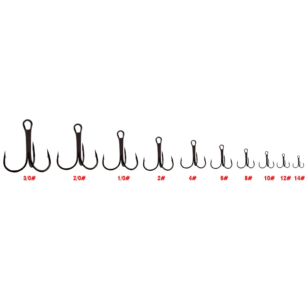 TriStrike™ Triple Barbed Treble Hooks – 20PCS High Carbon Steel Set