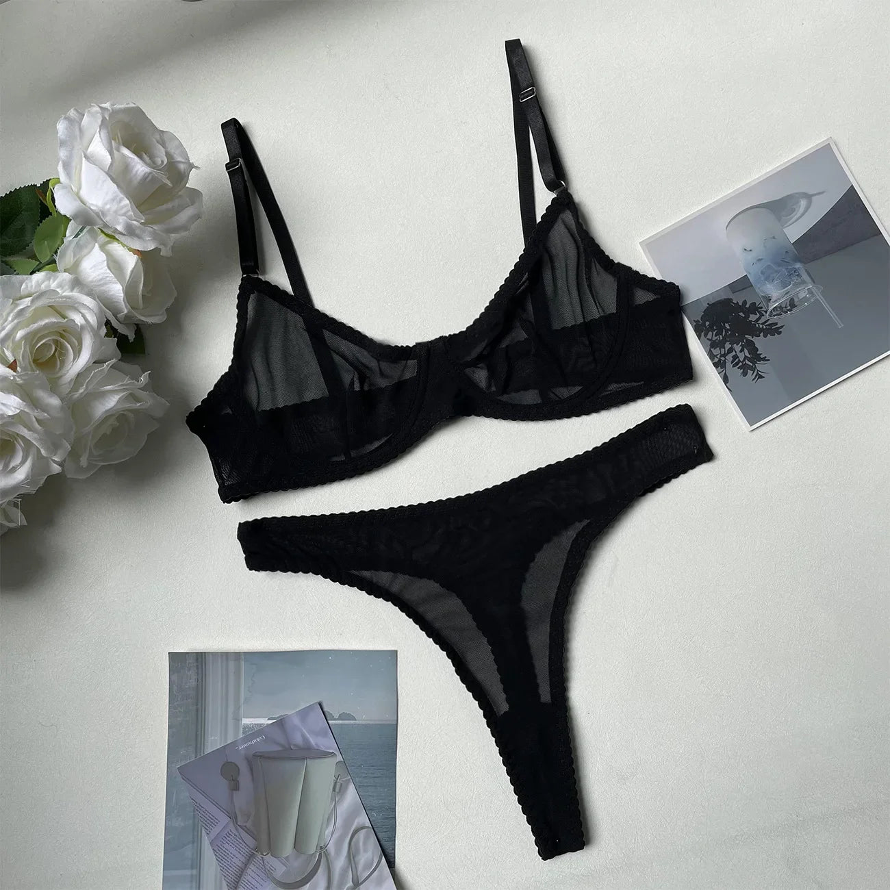 Lustiva™ 2-Piece Sheer Lace Lingerie Set