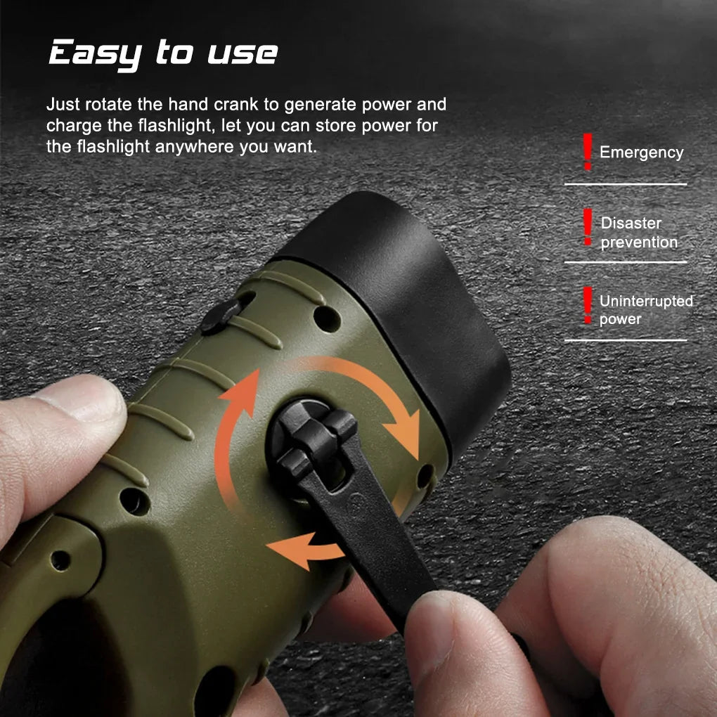 Solar Hand Crank LED Flashlight
