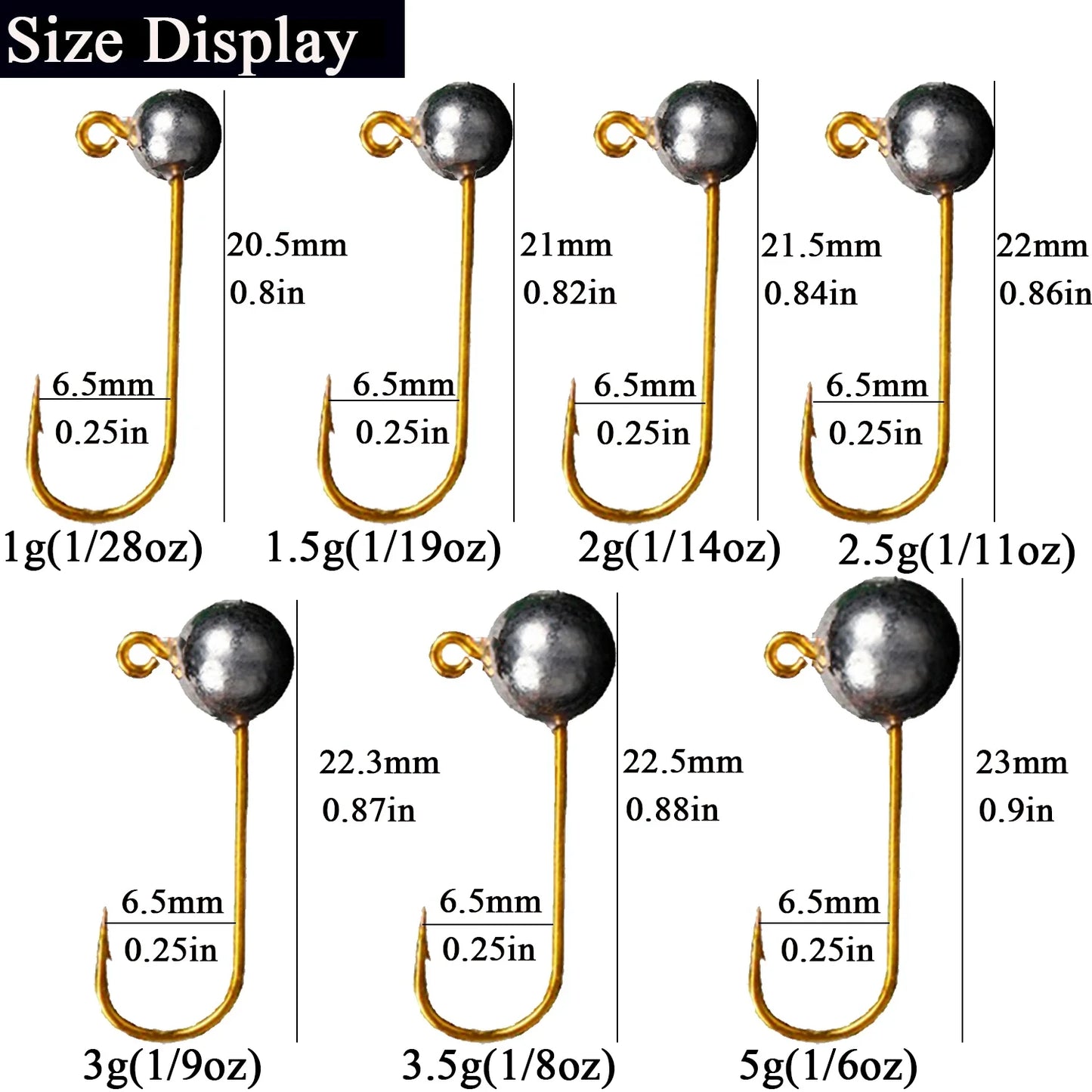 MicroJig™ Ice Fishing Hook Set – 10pcs Ultra Light Jig Heads (1g–5g)