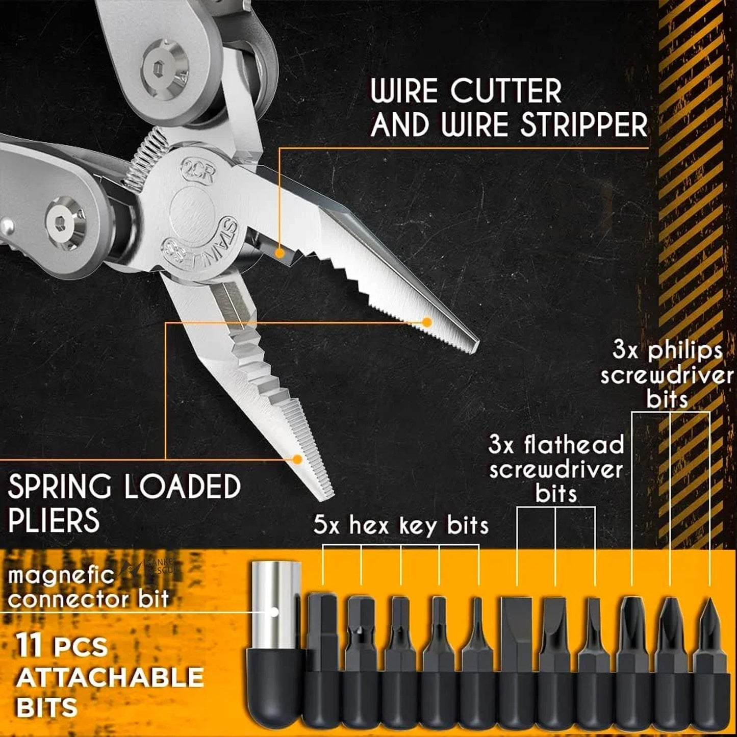 SankeRescue™ 24-in-1 Mini Multitool Pliers