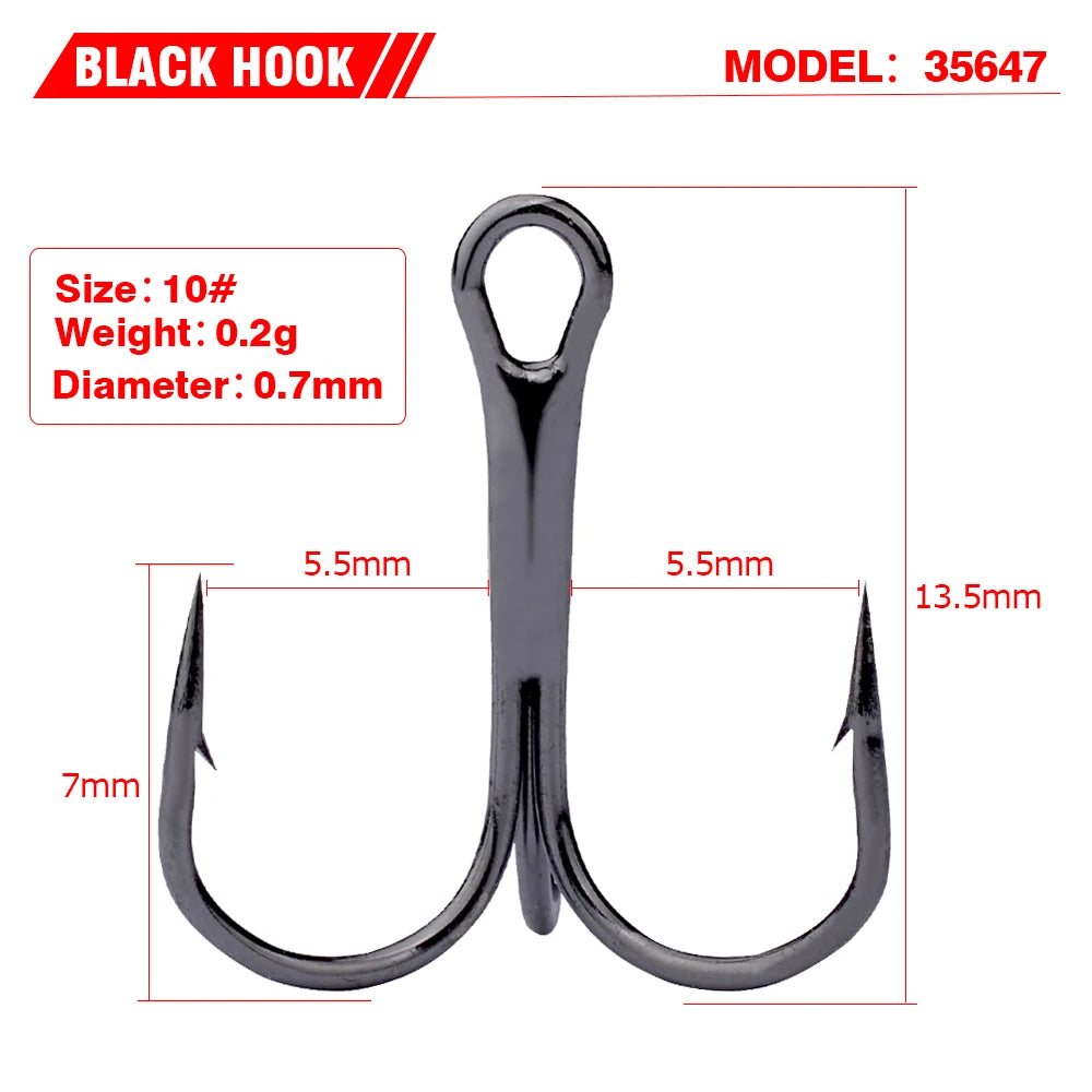 TriStrike™ Triple Barbed Treble Hooks – 20PCS High Carbon Steel Set