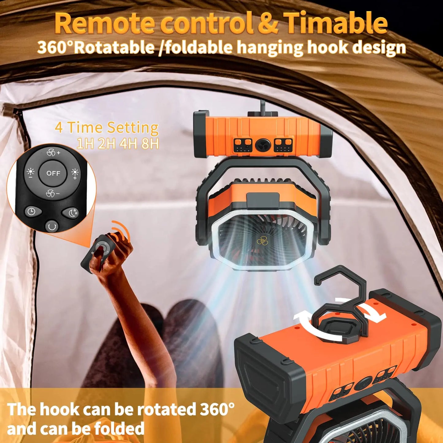BreezeHook™ 270° Camping Fan & Light