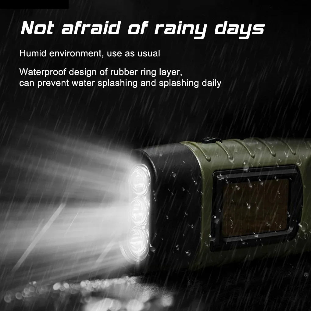Solar Hand Crank LED Flashlight