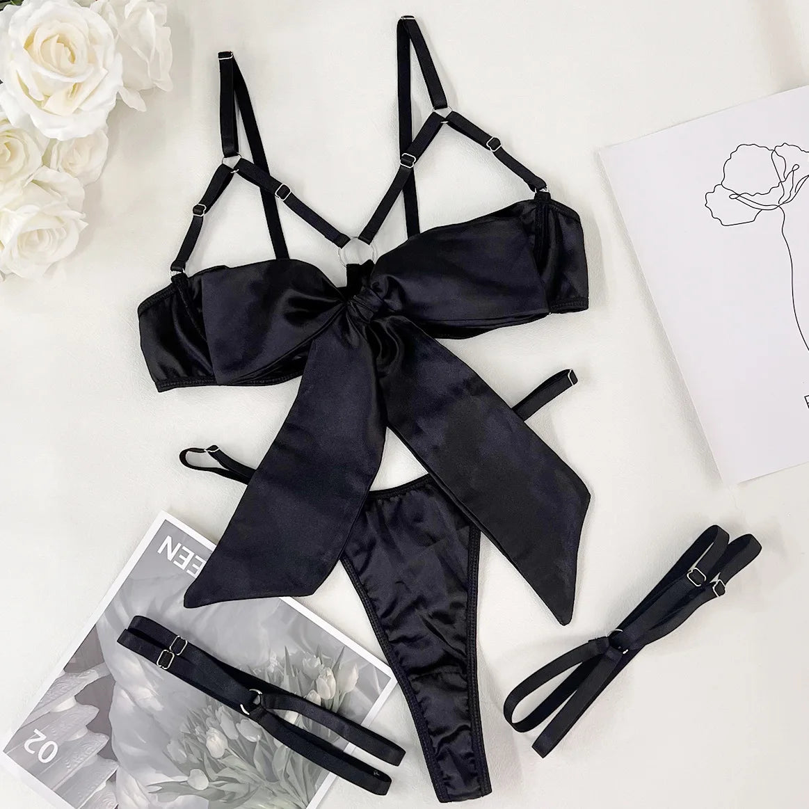 Victoria™ Satin Bow Lingerie Set