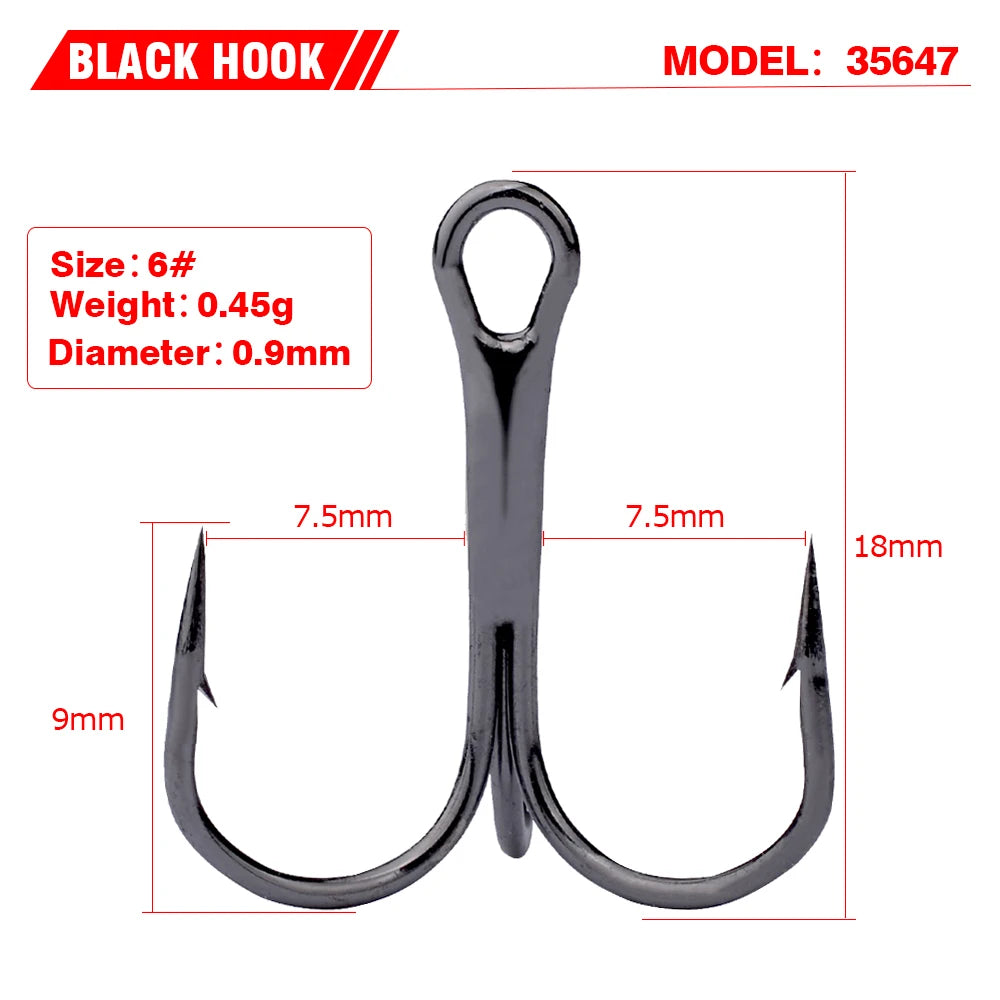 TriStrike™ Triple Barbed Treble Hooks – 20PCS High Carbon Steel Set