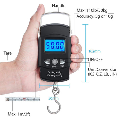 ProCatch Max Digital Fishing Scale – 50kg / 110lb with Tape Measure
