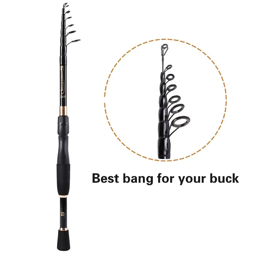 Sougayilang AeroLite™ Telescopic Carbon Fishing Rod (1.8m–2.4m)