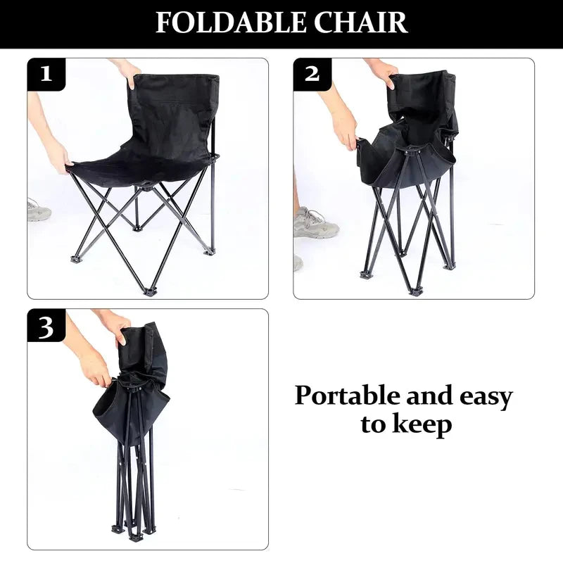 Compact Foldable Outdoor Camping Chair with Side Pocket