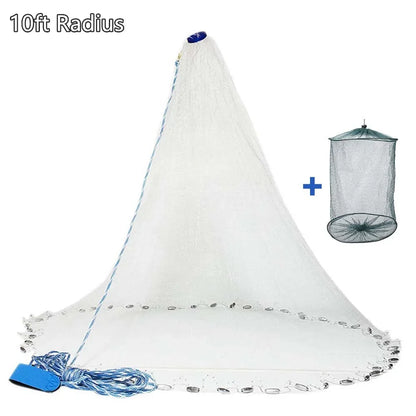 SeaHaul™ Precision Cast Net – Handmade with Zinc Sinkers (4ft–10ft Radius)