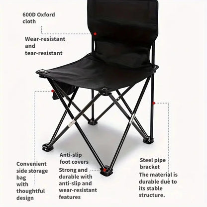 Compact Foldable Outdoor Camping Chair with Side Pocket
