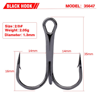 TriStrike™ Triple Barbed Treble Hooks – 20PCS High Carbon Steel Set