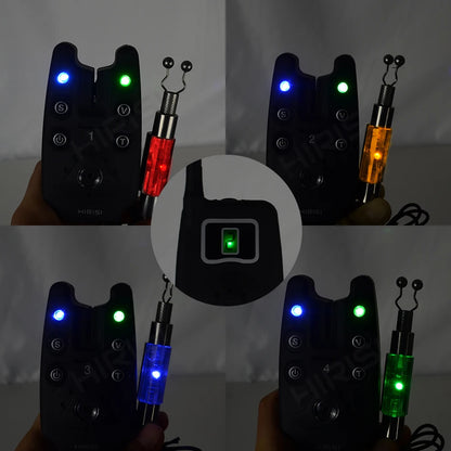 AquaAlert Pro 4+1 Wireless Fishing Bite Alarm Set with LED Swingers & EVA Case