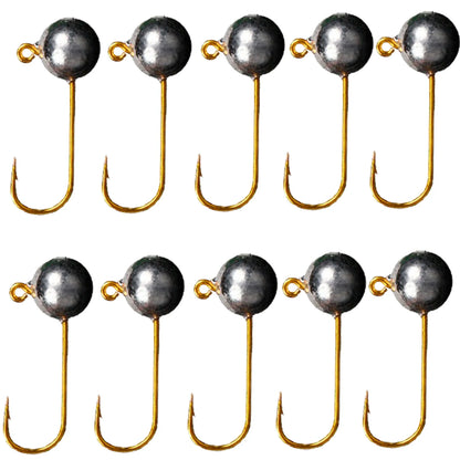 MicroJig™ Ice Fishing Hook Set – 10pcs Ultra Light Jig Heads (1g–5g)