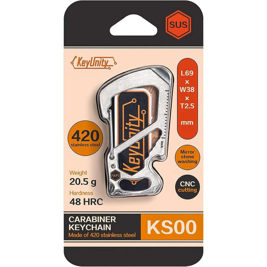 KeyUnity 7-in-1 Stainless Steel Multi-Tool Carabiner Clip
