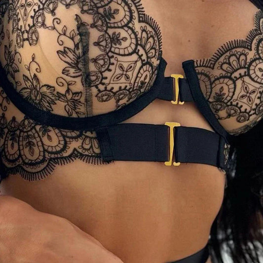 Veloura™ Lace Lingerie Set – 2-Piece Bra & Garter Panty