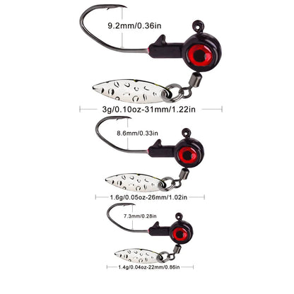 ProBite™ Micro Jig Crank Hook Set – 1.4g, 1.6g, 3g Soft Lure Jig Heads