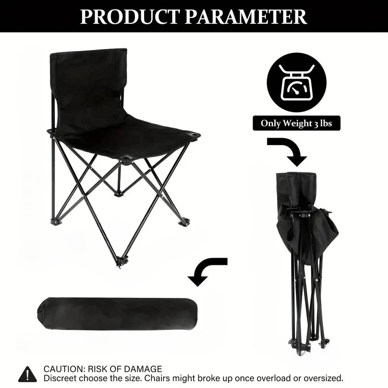 Compact Foldable Outdoor Camping Chair with Side Pocket