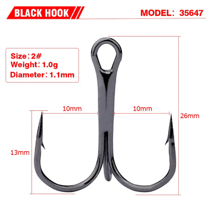 TriStrike™ Triple Barbed Treble Hooks – 20PCS High Carbon Steel Set