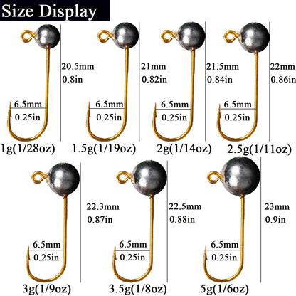 MicroJig™ Ice Fishing Hook Set – 10pcs Ultra Light Jig Heads (1g–5g)
