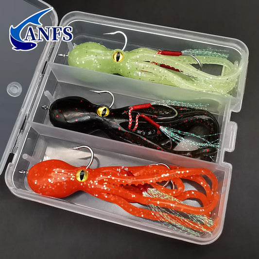 ANFS GlowSquid™ Soft Octopus Jig Lures (1pc/3pcs)