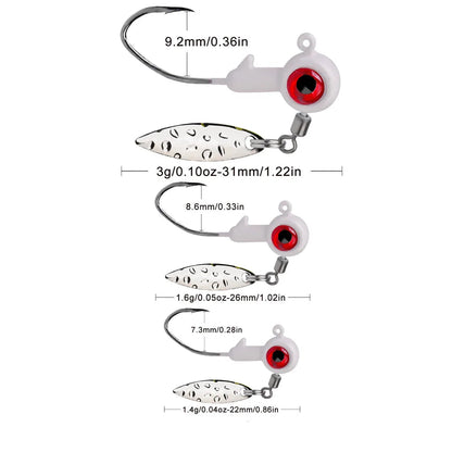 ProBite™ Micro Jig Crank Hook Set – 1.4g, 1.6g, 3g Soft Lure Jig Heads