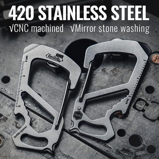 KeyUnity 7-in-1 Stainless Steel Multi-Tool Carabiner Clip