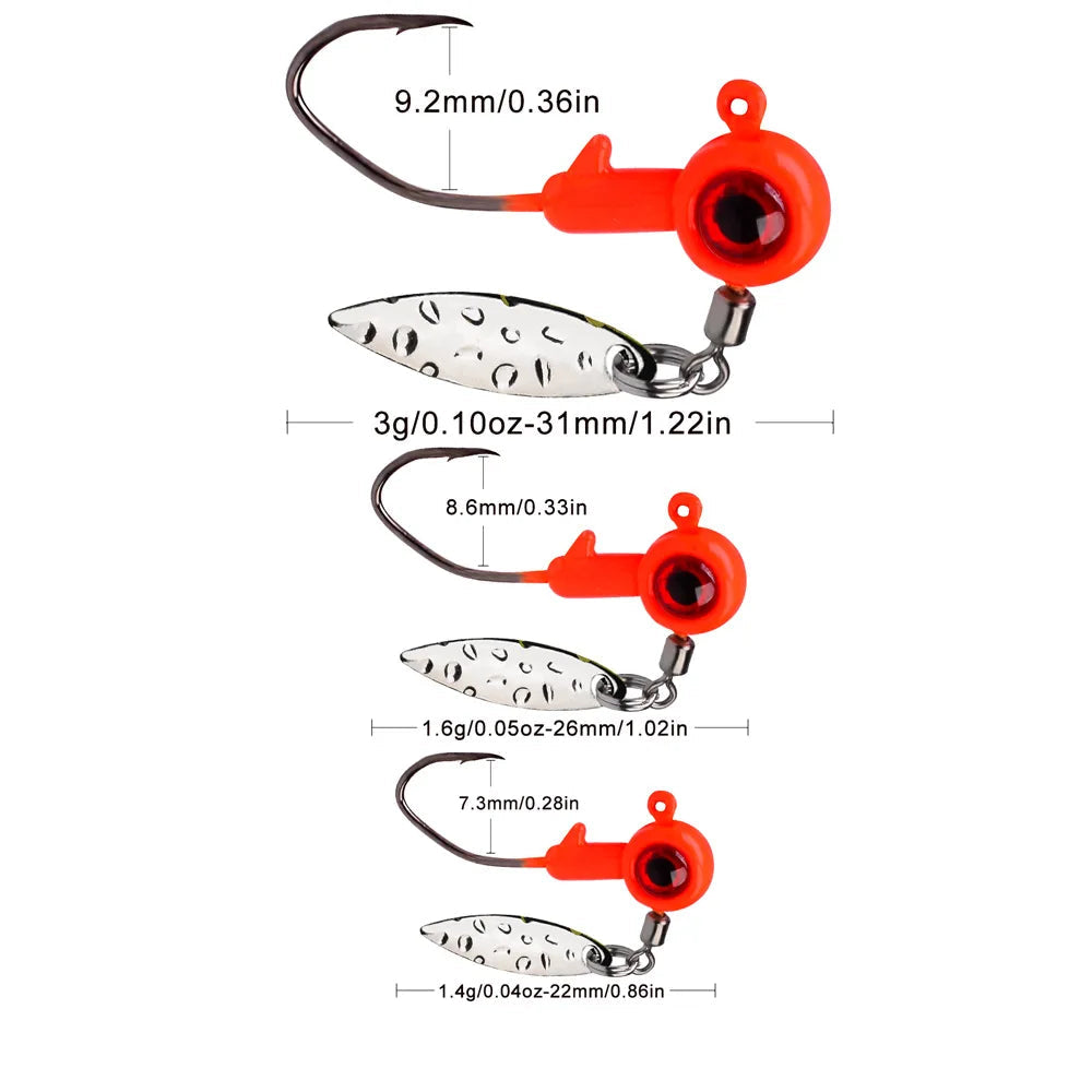 ProBite™ Micro Jig Crank Hook Set – 1.4g, 1.6g, 3g Soft Lure Jig Heads