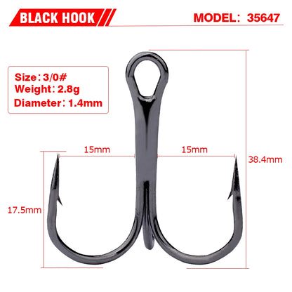TriStrike™ Triple Barbed Treble Hooks – 20PCS High Carbon Steel Set