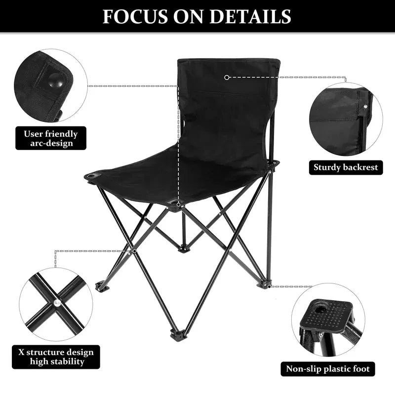 Compact Foldable Outdoor Camping Chair with Side Pocket