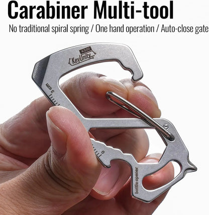 KeyUnity 7-in-1 Stainless Steel Multi-Tool Carabiner Clip