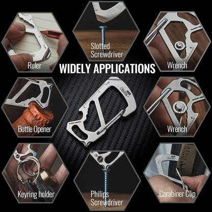 KeyUnity 7-in-1 Stainless Steel Multi-Tool Carabiner Clip